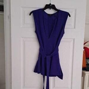 Theory Cobalt Blue V-Neck Blouse